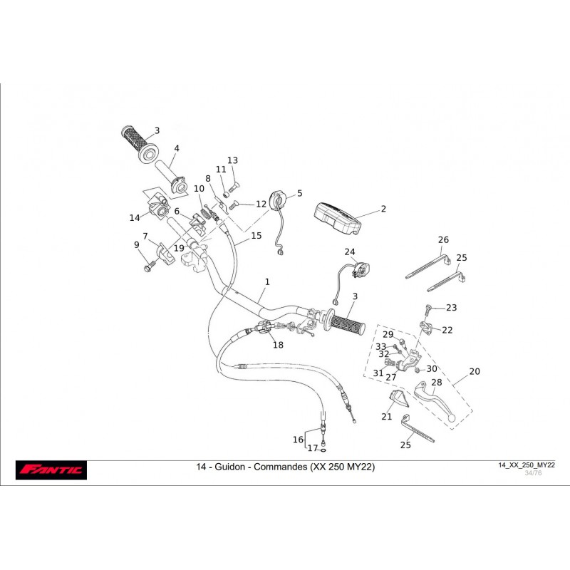 GUIDON ET COMMANDES 250 XX 22-23