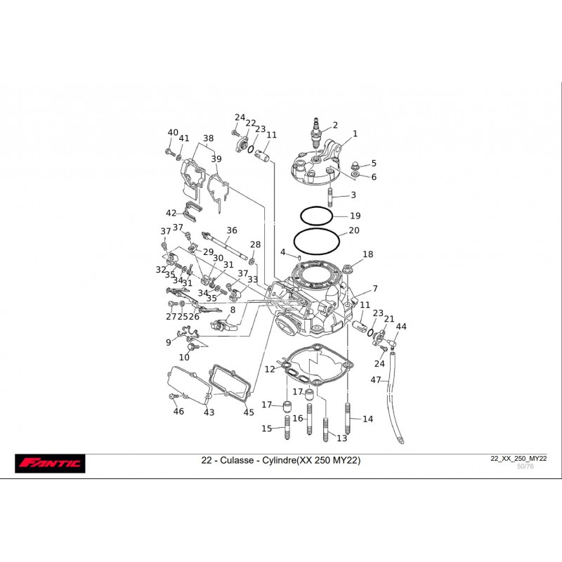 CULASSE - CYLINDRE 250 XX 22-23