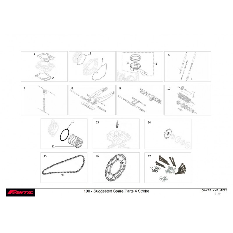 SUGGESTION PIÈCES MOTEUR 250 XXF-XEF 2022