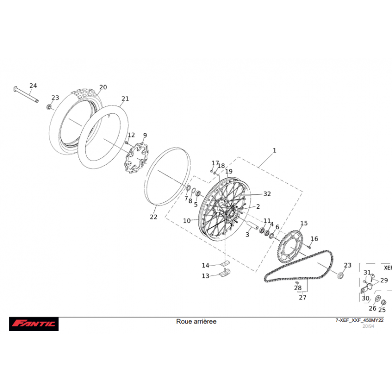 Roue arrière 450 XXF-XEF 2022