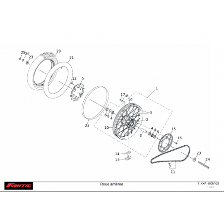 ROUE ARRIERE 450 XXF 2023-2024