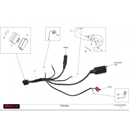 vue éclatée faisceau électrique Fantic 125 xx 2023