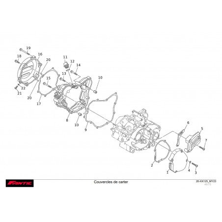 vue éclatée couvercle de carter fantic 125 xx 2023