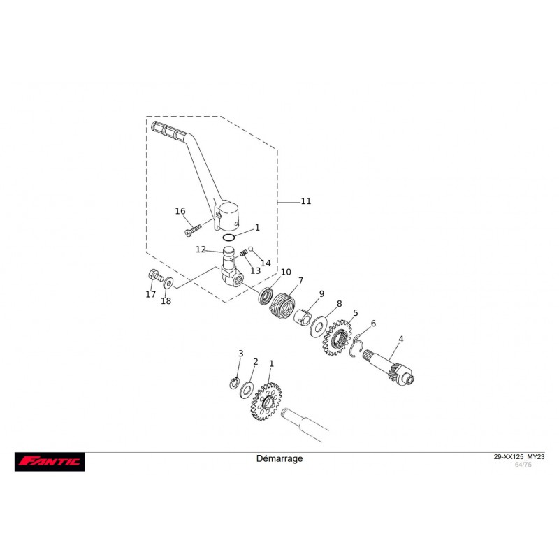 Vue éclatée démarrage fantic 125 xx 2023