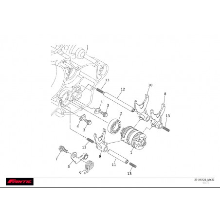 vu éclatée selection de boite de vitesse fantic 125 xx 2023