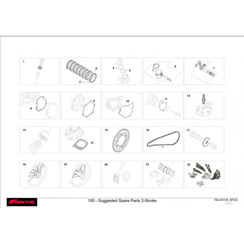 suggestion pièces de rechange 125 xx 2022