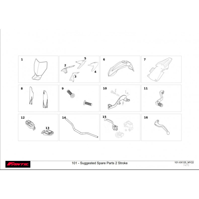 suggestion pièces de rechange partie cycle fantic 125 xx 2022