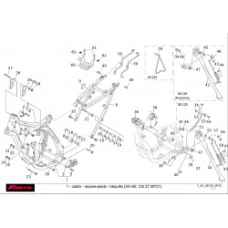vu éclatée cadre reposes pieds béquilles fantic 125 xx xe 2021