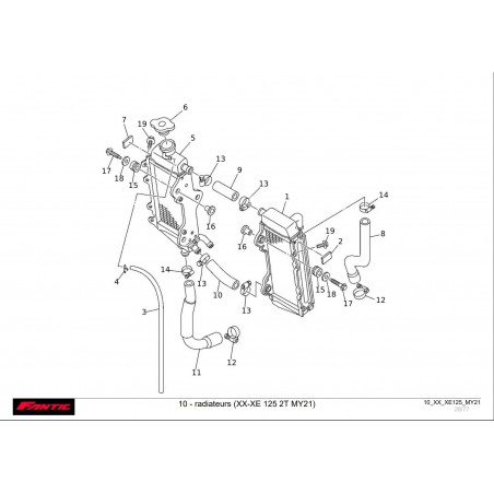 vu éclatée radiateurs fantic 125 xx xe 2021