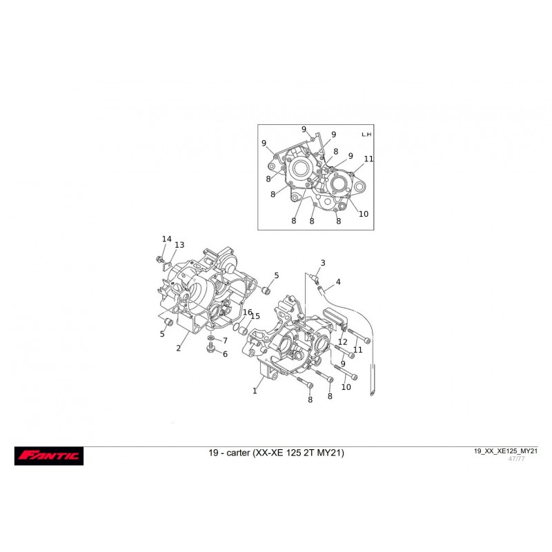 Vu éclatée carter 125 xx-xe 2021