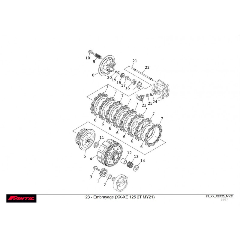 vu éclatée embrayage 125 xx-xe 2021