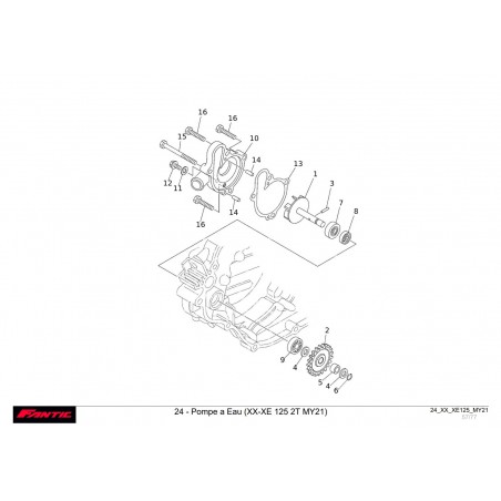 VU éclatée pompe à eau 125 xx-xe 2021