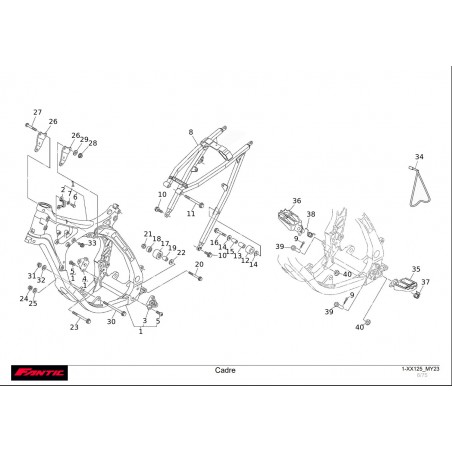 Vue éclatée cadre Fantic 125 XX 2023