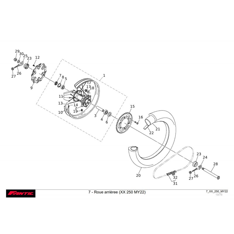 ROUE ARRIERE 250 XX 22-23